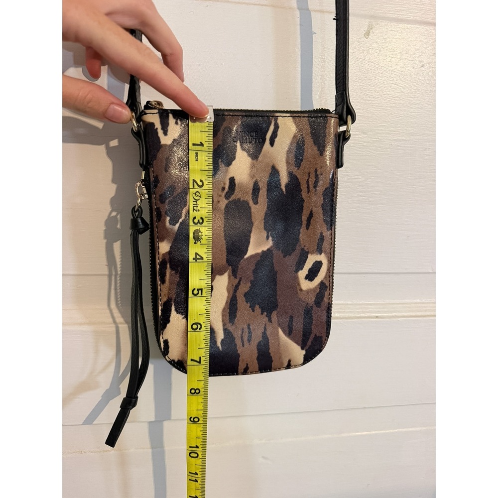 Vince Camuto Leopard Print Leather Phone Crossbody Bag Black Animal Print Small - Picture 5 of 6